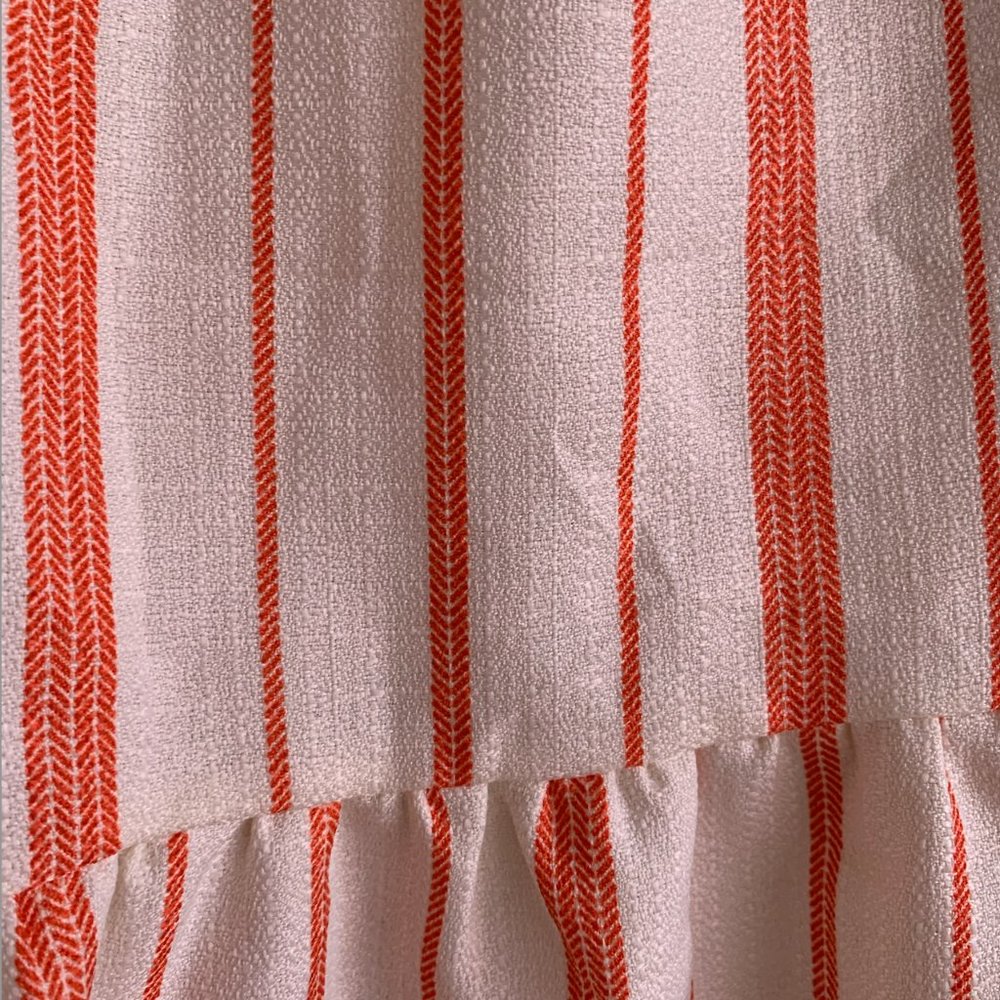 Anthropologie Everly Coral Red White Striped V Neck Sleeveless Fit & Flare Dress - Picture 5 of 6